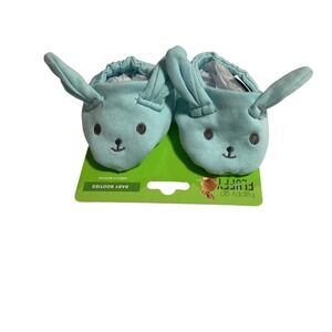Happy Go Fluffy Baby Booties 0-6 Months Blue Bunny Slippers Newborn Shoes